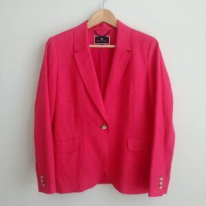 Melanie Lyne 8 linen blend blazer jacket bright hot pink single button